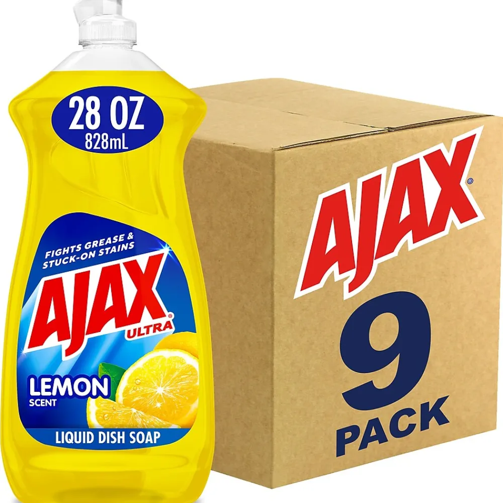 Ajax Liquid Dish Soap Lemon, 28 oz., 9/Carton (144673CT)