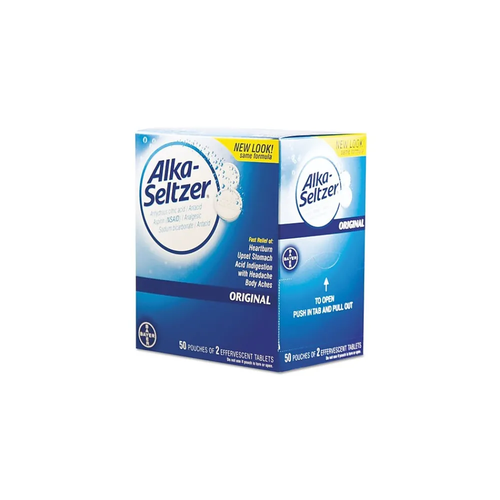 Alka-Seltzer Original 325 mg Aspirin Tablets, 2 Tablets/Packet, 50 Packets/Box (64039/7535-50)