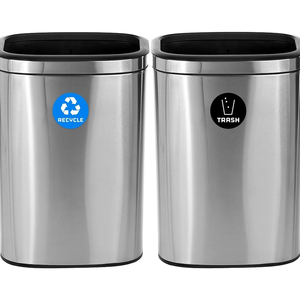 Alpine Industries Commercial Indoor Dual-Stream Recycling Station, 10.5 Gallon, Stainless Steel (ALP470-40L-R-T)