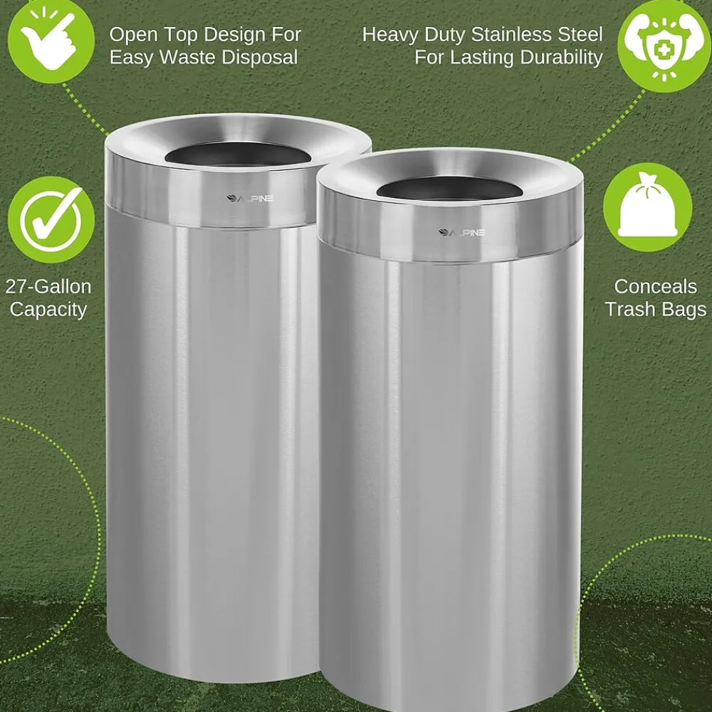 Alpine Industries Dual-Stream Compost/Trash Recycling Station, 54-Gallon, Stainless Steel (ALP475-27-CO-T)