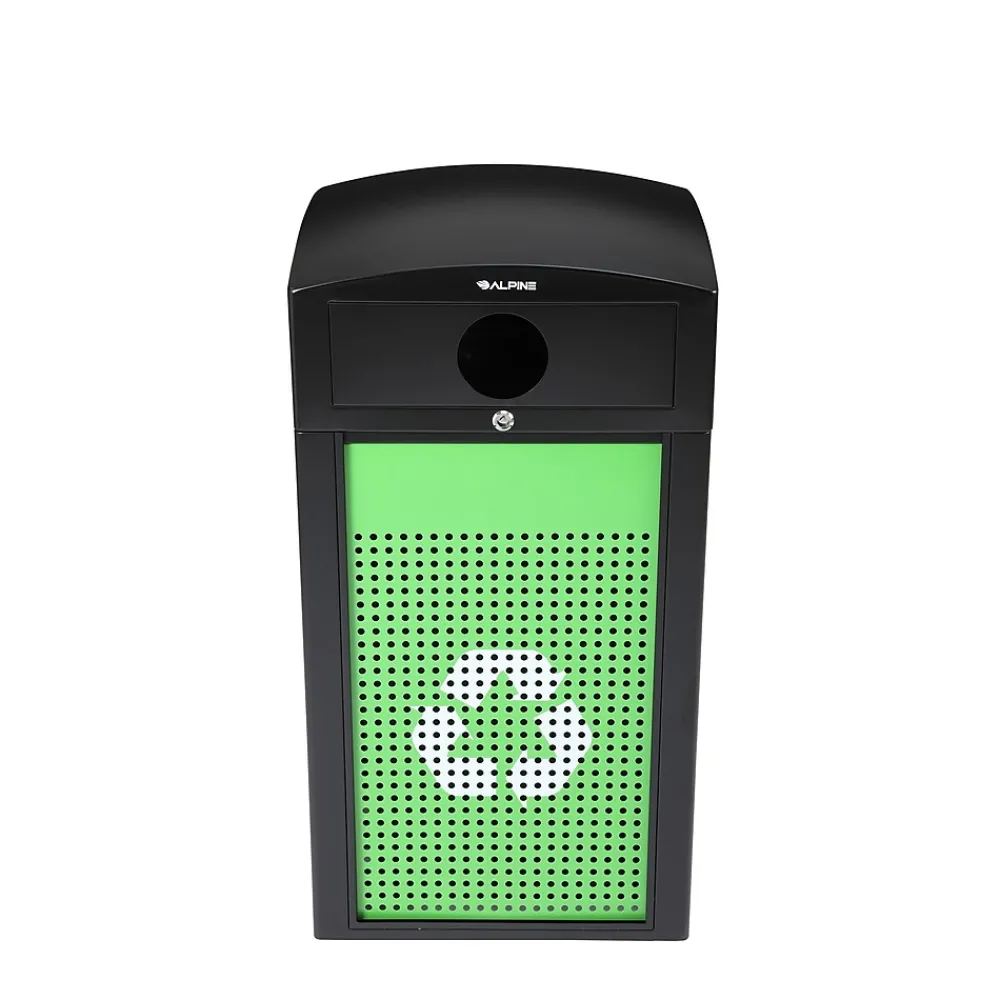Alpine Industries GS Series Steel Recycling Bin, 40 Gallon, Green (ALP471-40-GS-C)