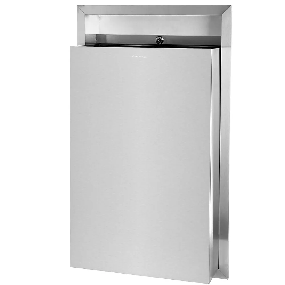 Alpine Industries Metal Indoor Trash Can, 12 Gallon, Stainless Steel (493)