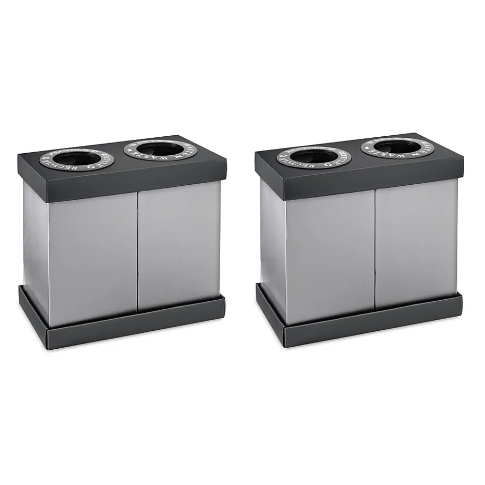 Alpine Industries Plastic 2-Compartment Indoor Trash Can and Recycling Bin, 28 Gal., Black, 2/Pack (471-02-BLK-2PK)