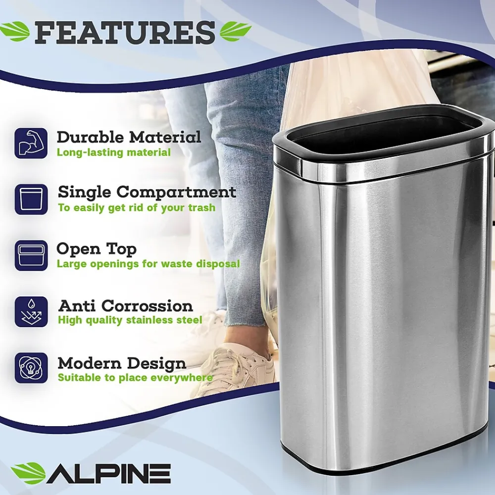 Alpine Industries Recycling Station, 10.5 Gallon, Silver (ALP470-40L-R)