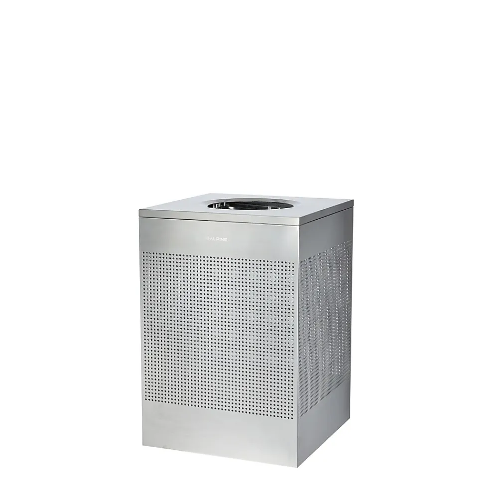 Alpine Industries Stainless Steel Trash Can, 40 Gallon, Silver (ALP438-40-SS-MK)