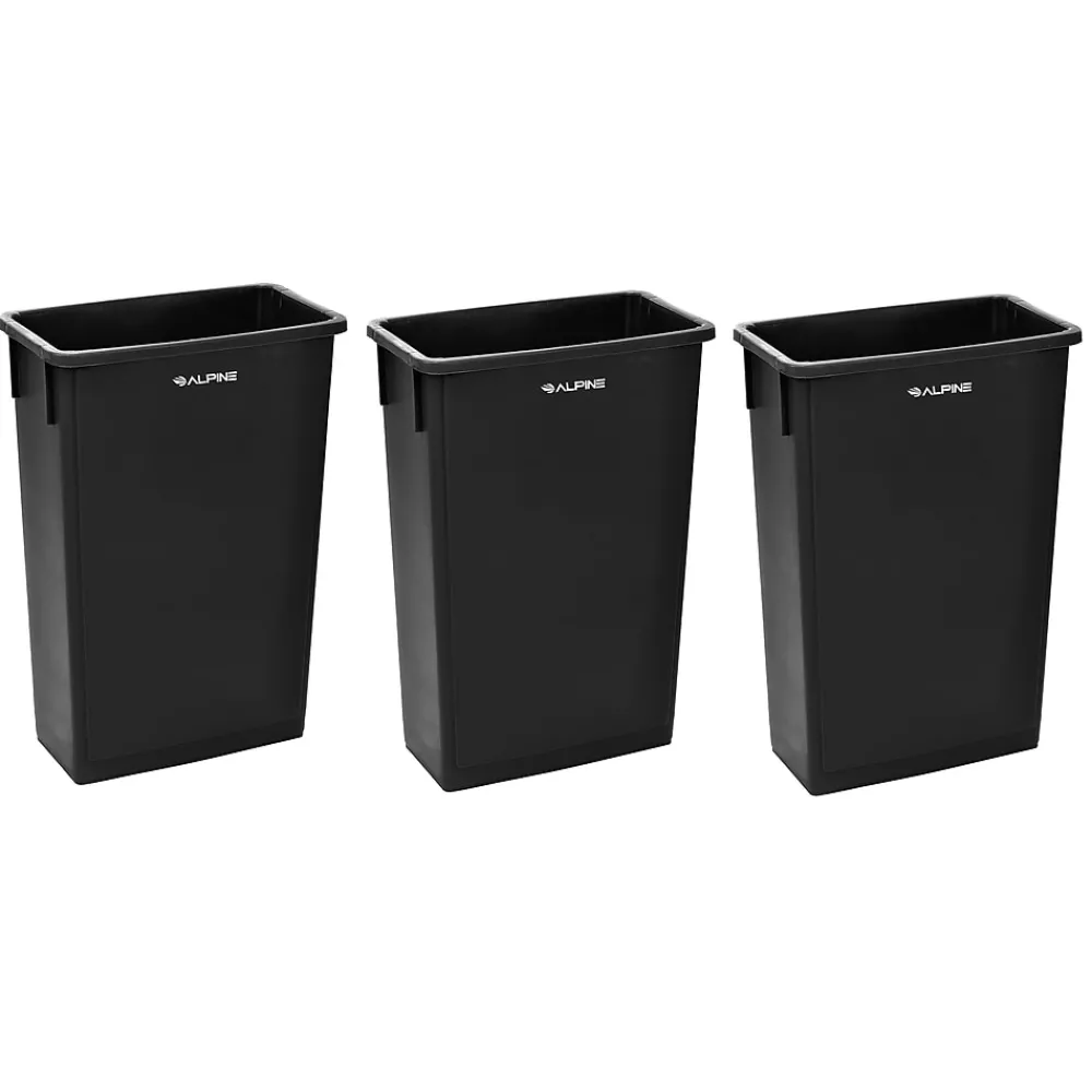 Alpine Industries Trash Can, 23 Gallon, Black, Commercial, 3/Pack (477-BLK-3PK)