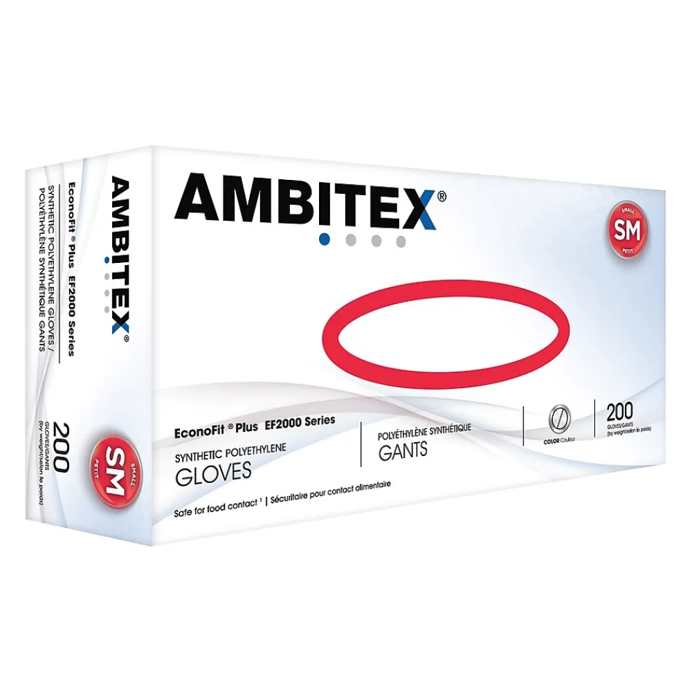 Ambitex EconoFit Plus Polyethylene Gloves, Small, 200/Pack, 10 Packs/Carton (EFSM2000)