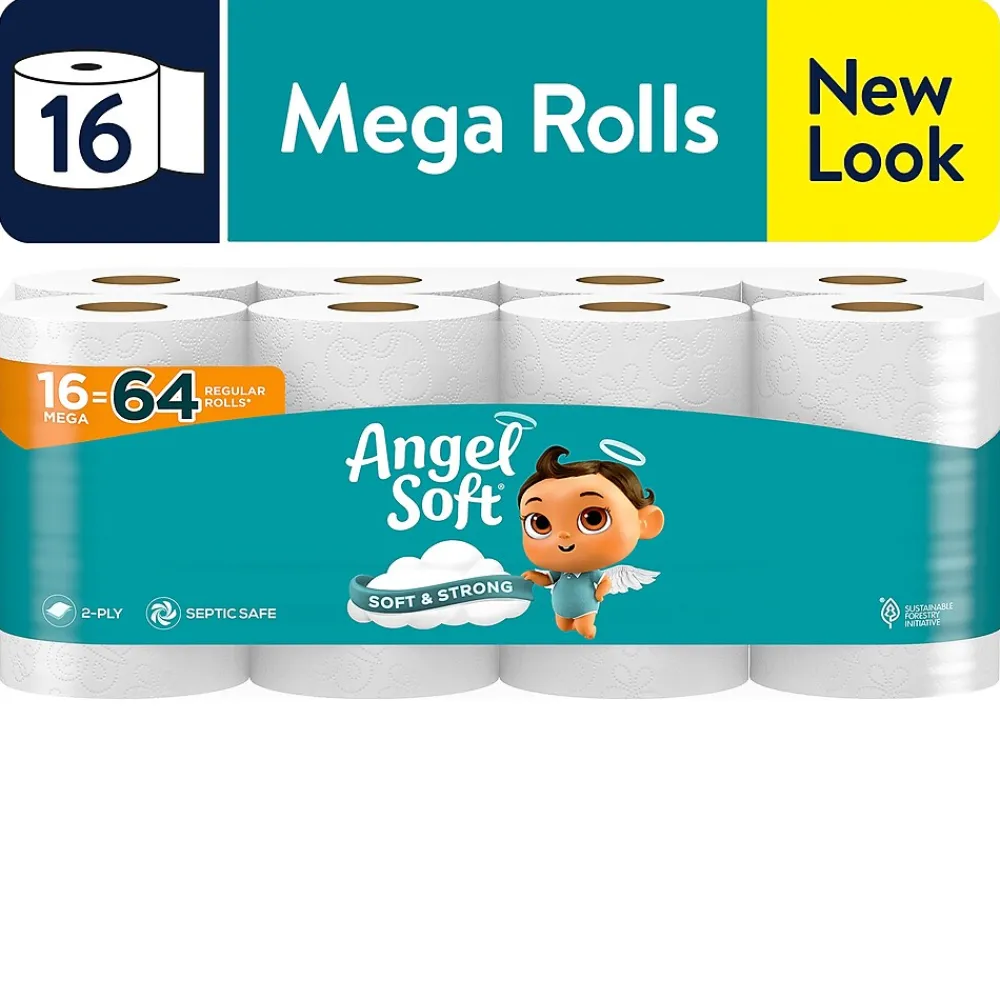 Angel Soft Mega Toilet Paper, 2-ply, White, 320 Sheets/Roll, 16 Rolls/Case (79423/02/01)