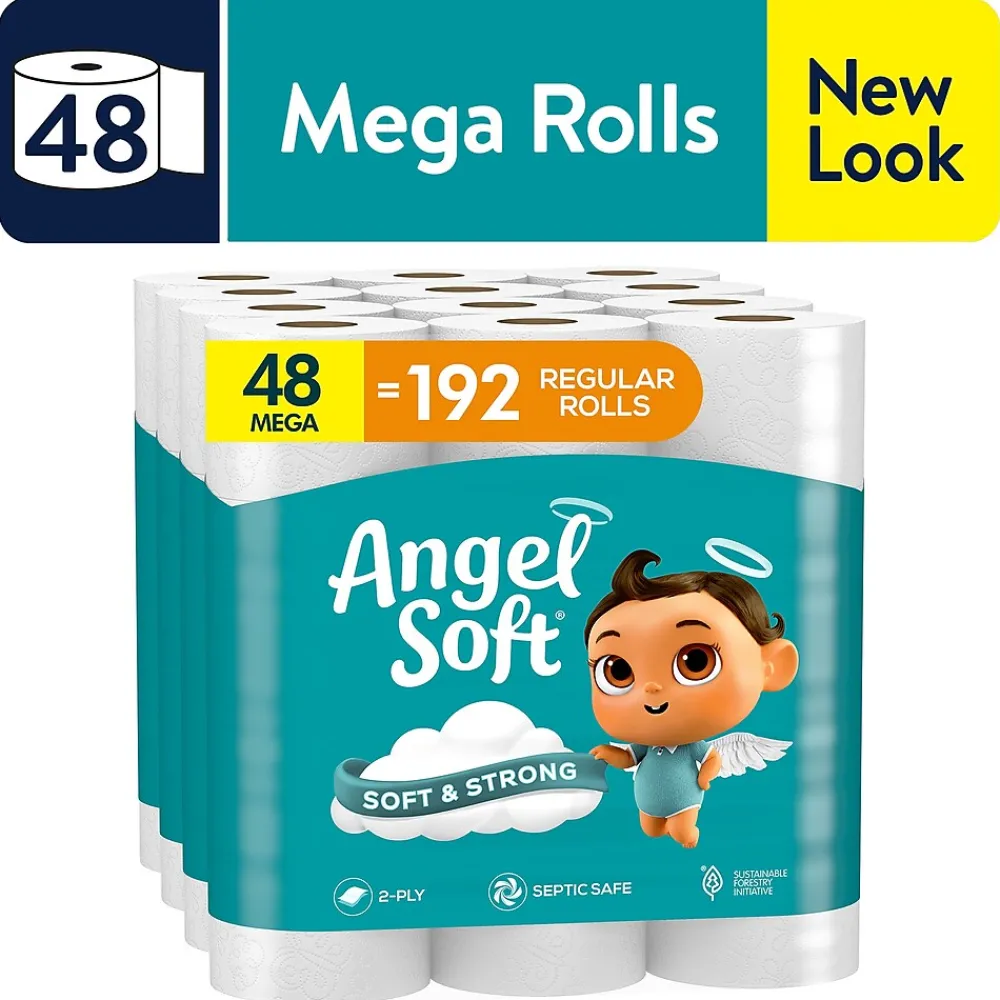 Angel Soft Mega Toilet Paper, 2-Ply, White, 320 Sheets/Roll, 48 Rolls/Pack (79403/50)