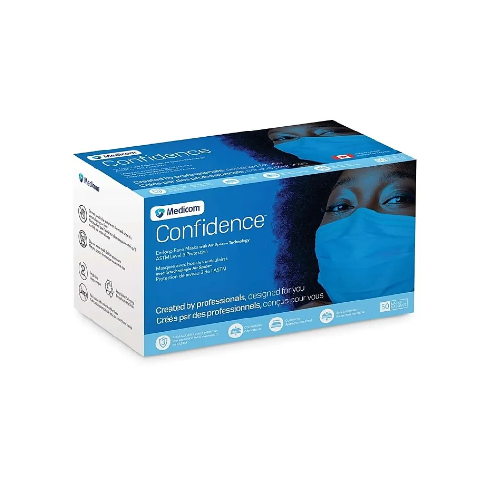 Pri-Med ASTM Level 3 3-ply Disposable Mask, Blue, 50/Box, 10 Boxes/Carton (PG4-1263CT/1273)