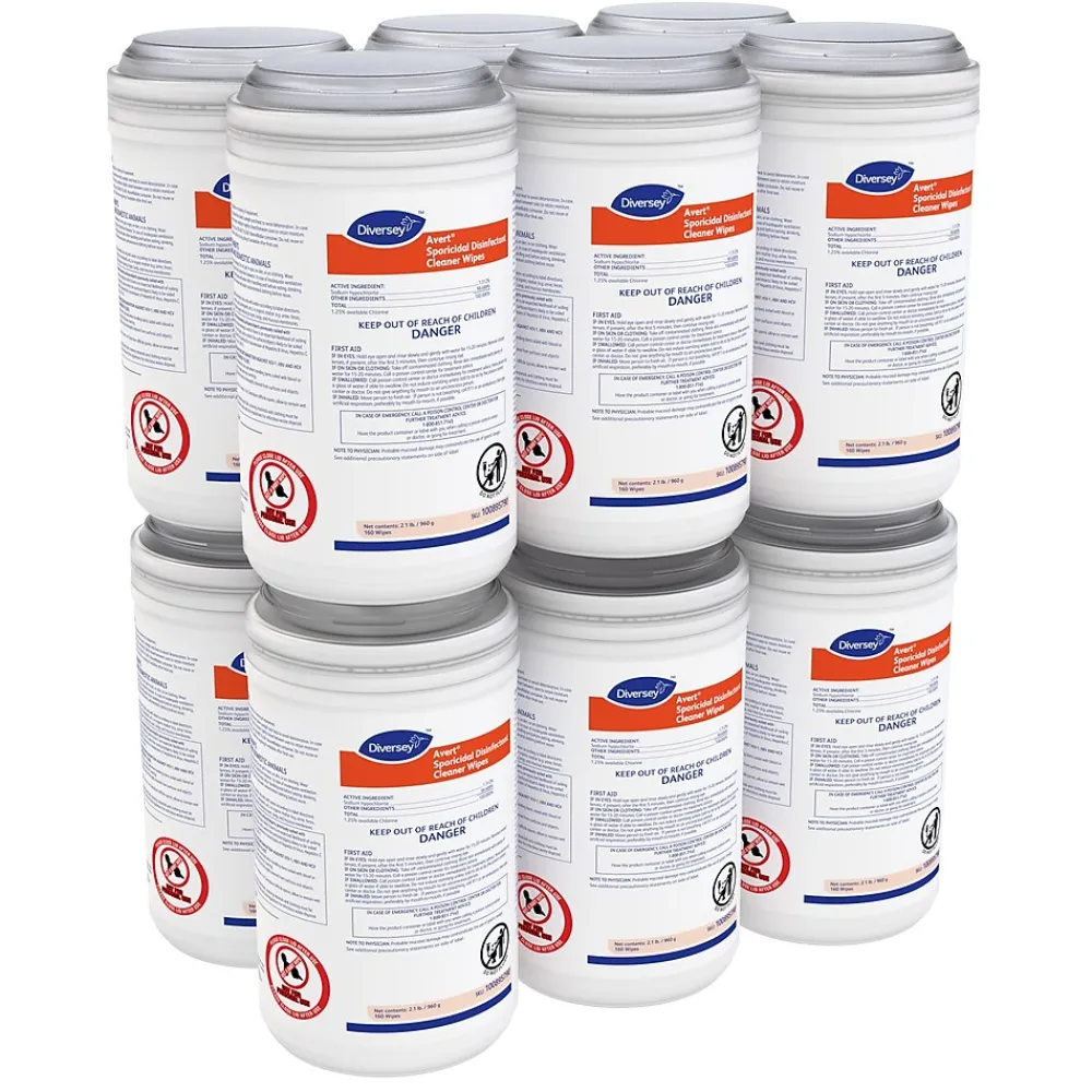 Avert Sporicidal Disinfecting Wipes, 160 Wipes/Container, 12/Carton (100895790)