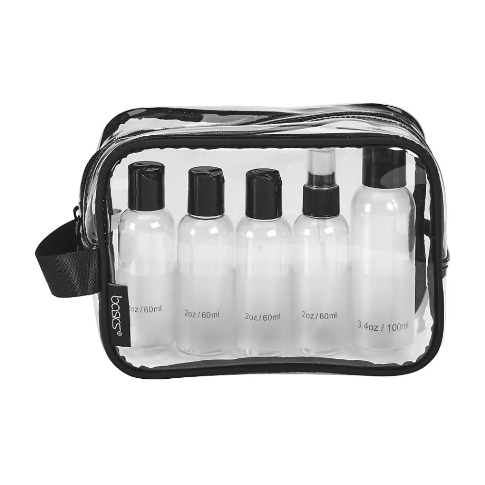 Basics 8" 6-Piece PVC Toiletry Bag Kit, Clear (A28712)