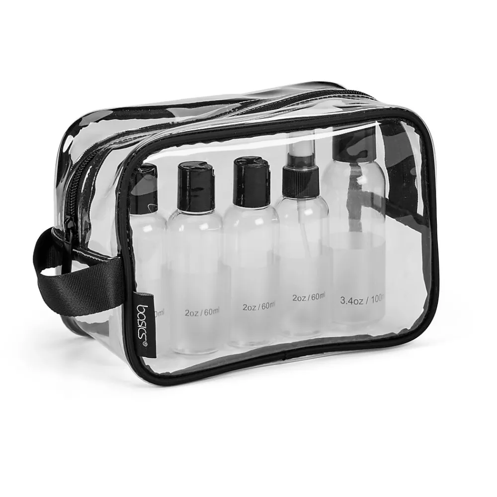 Basics 8" 6-Piece PVC Toiletry Bag Kit, Clear (A28712)