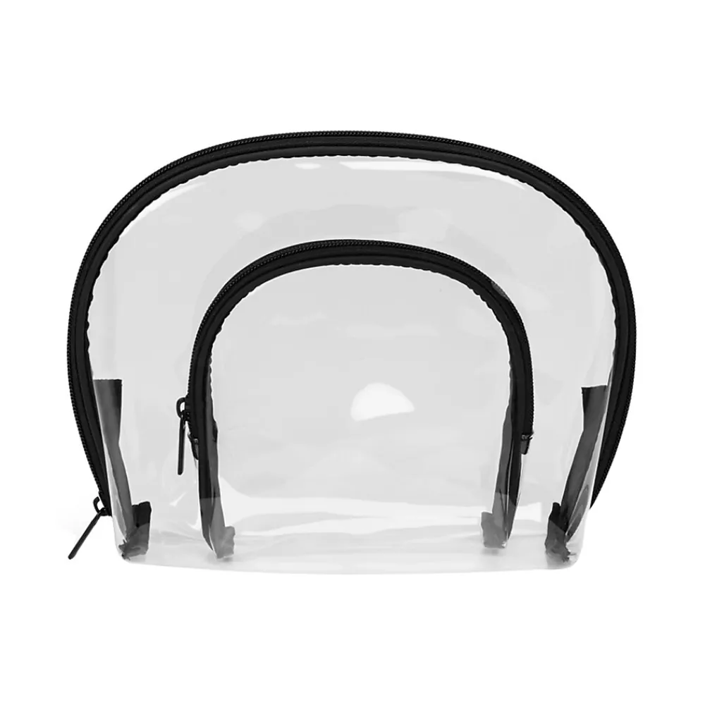 Basics 10" 2-Piece PVC Travel Pouch, Clear/Black/Black (A28710)