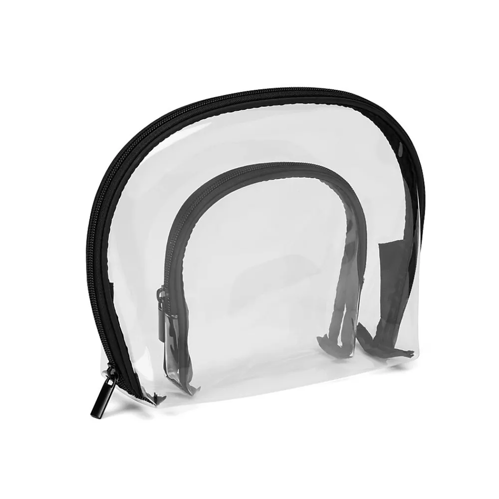 Basics 10" 2-Piece PVC Travel Pouch, Clear/Black/Black (A28710)