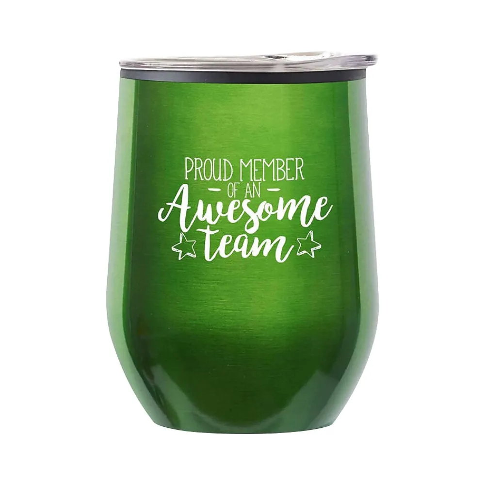 Baudville Cheers! Proud Member Wine Tumbler, Green Metallic (79953)