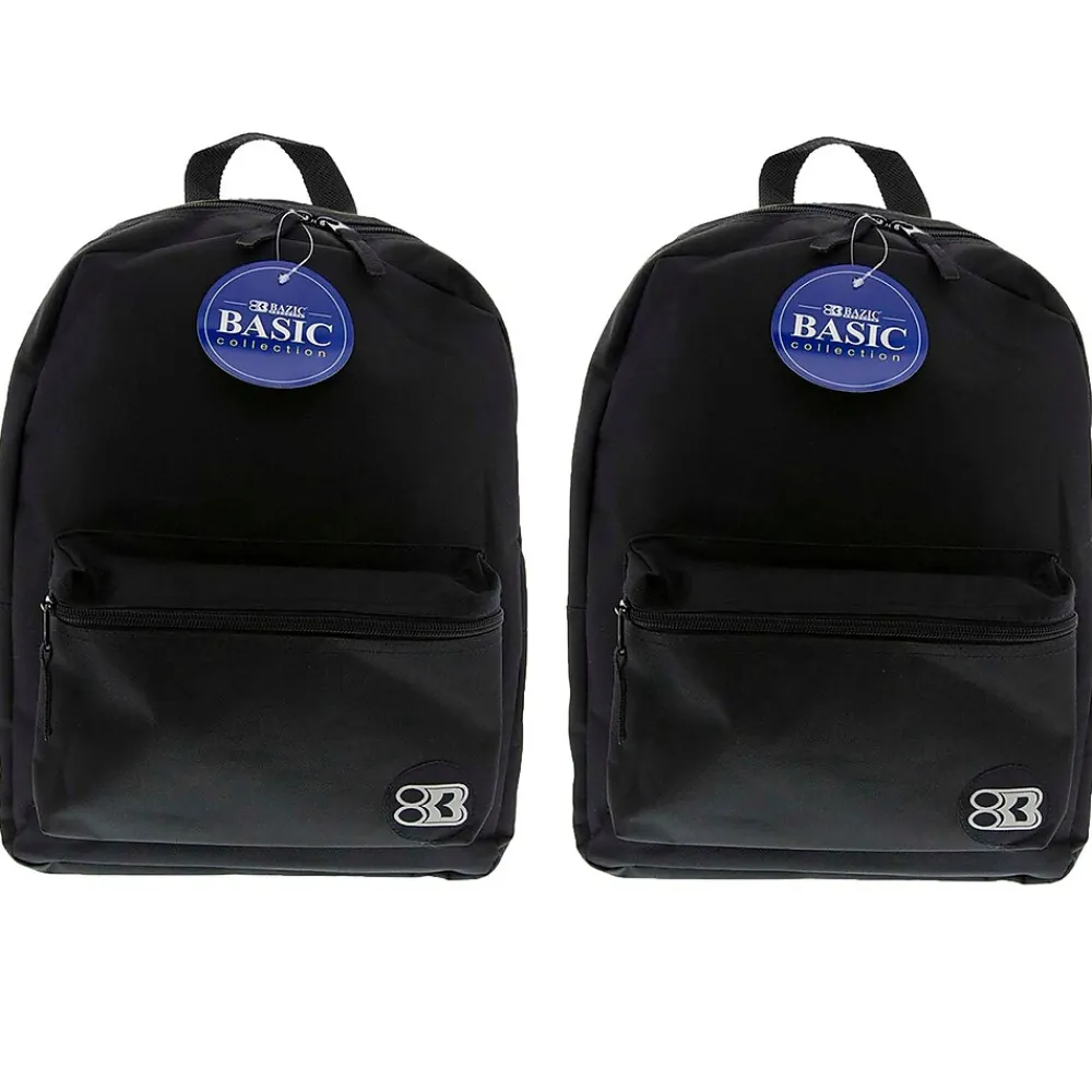 Bazic Basic Backpack, 16", Black, Pack of 2 (BAZ1030-2)