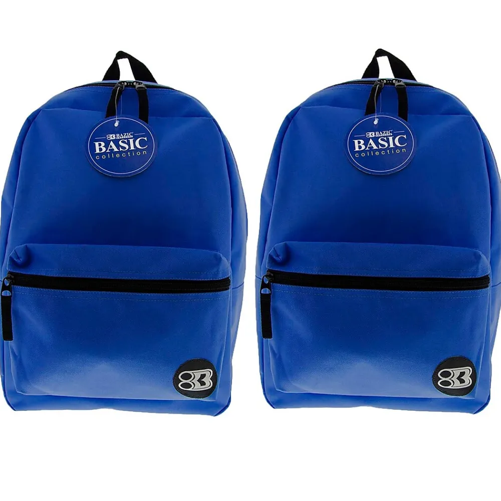 Bazic Basic Backpack, 16", Blue, Pack of 2 (BAZ1031-2)