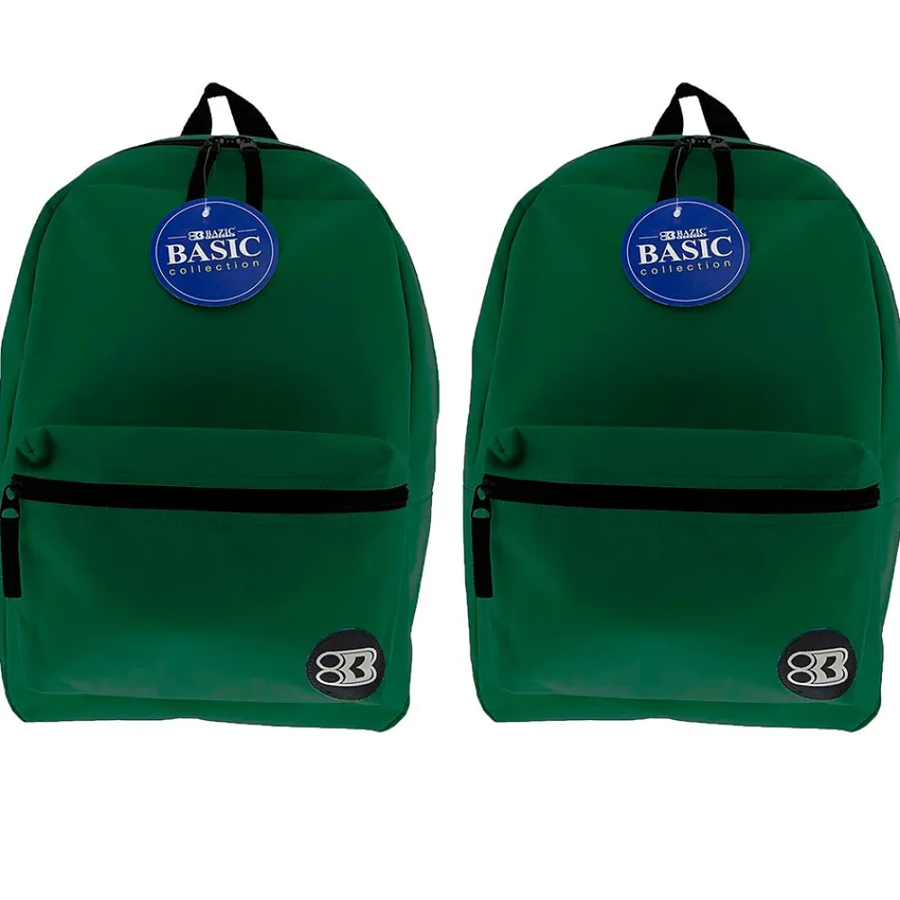 Bazic Basic Backpack, 16", Green, Pack of 2 (BAZ1033-2)