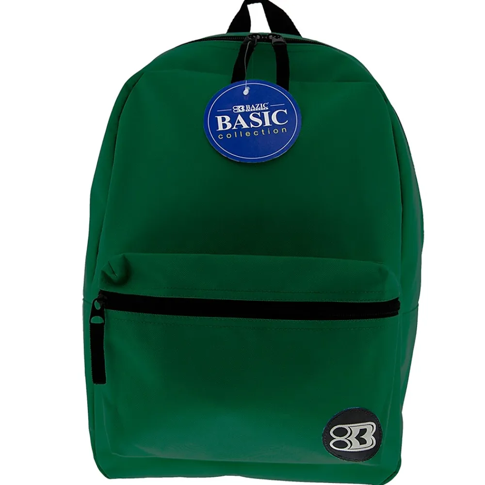 Bazic Basic Backpack, 16", Green, Pack of 2 (BAZ1033-2)