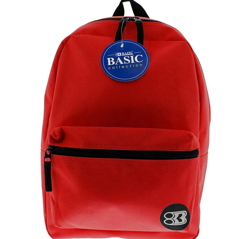 Bazic Basic Backpack, 16", Red, Pack of 2 (BAZ1032-2)