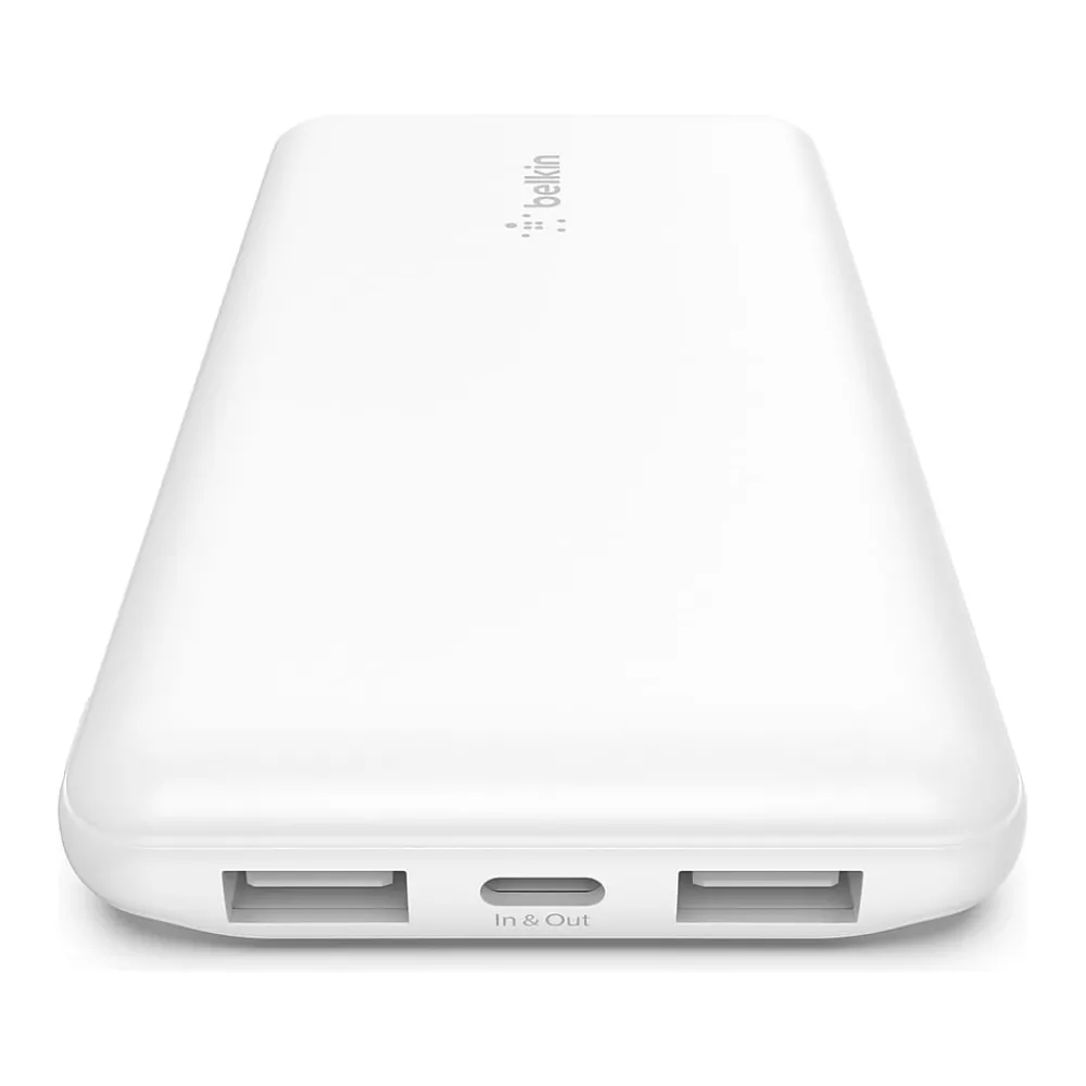 Belkin BoostCharge USB-A/USB-C Power Bank, 10000 mAh, White (BPB011btWH)