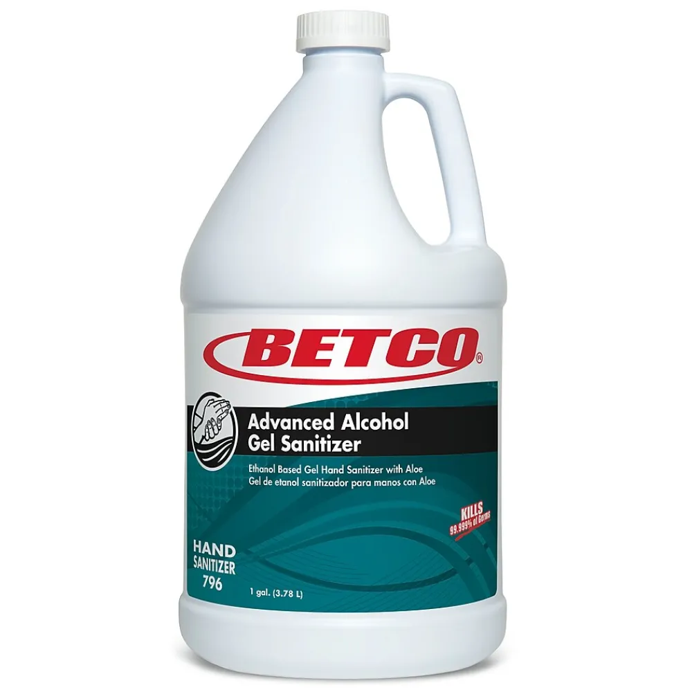 Betco Advanced 70% Alcohol Gel Hand Sanitizer with Aloe, Light Fresh Scent, 128 oz., 4/Carton (7960400)