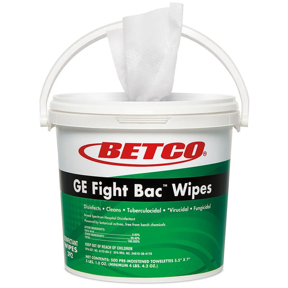 Betco GE Fight Bac Disinfecting Wipes, 500 Wipes/Container, 500/Pack (392F100)