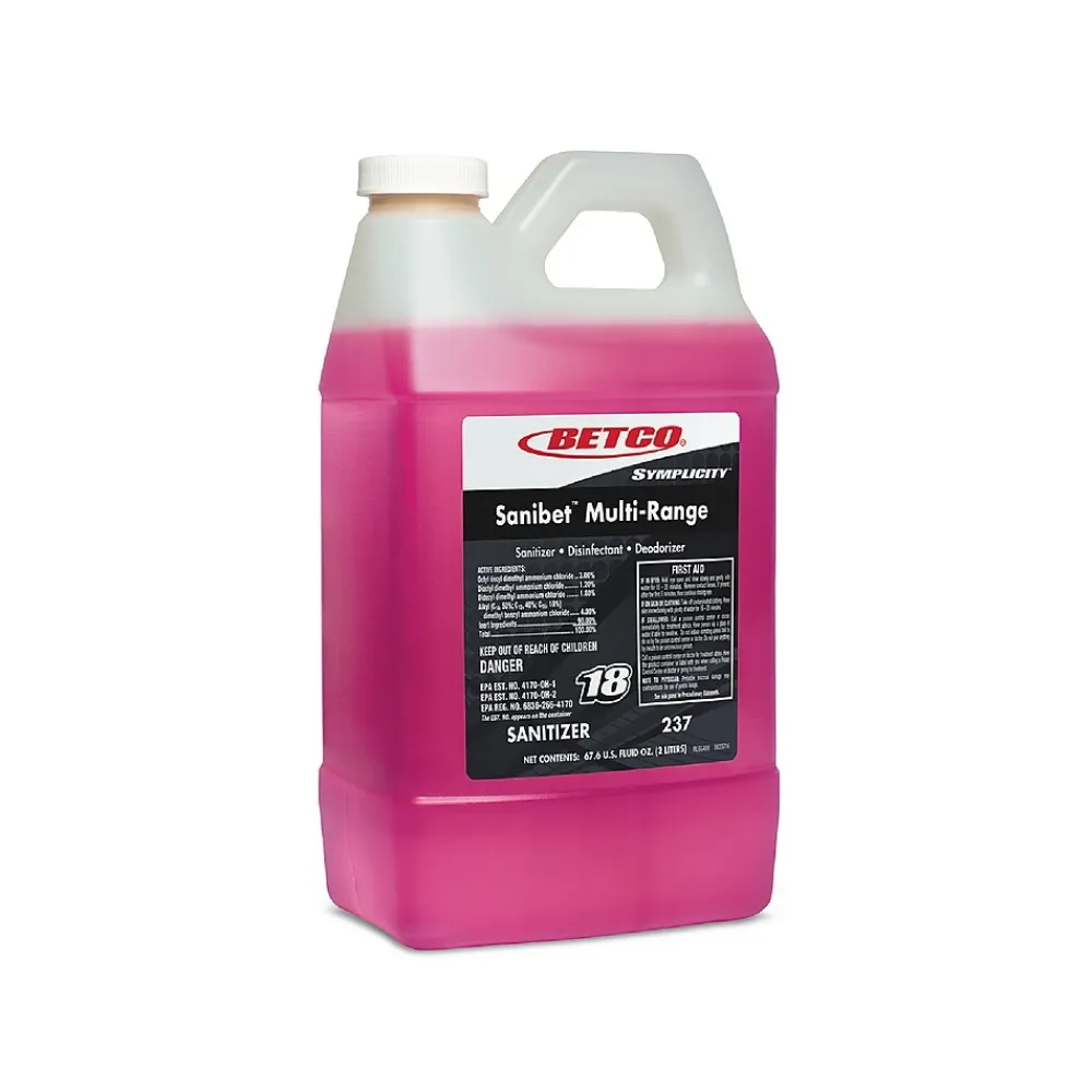 Betco Simplicity Sanibet Multi-Range Sanitizer Disinfectant Deodorizer, 67.6 oz., 4/Carton (BET2374700)