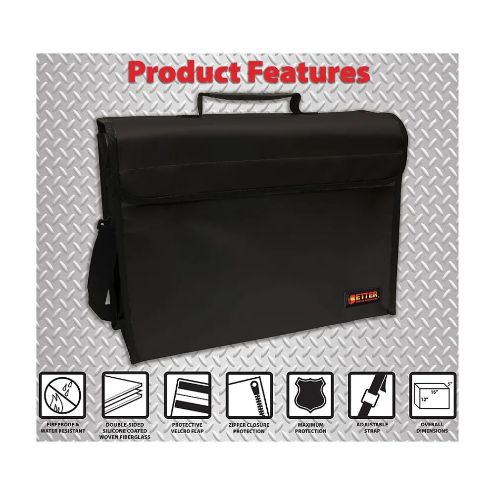 Better Office Fabric Water-Resistant Briefcase, Black (24521)