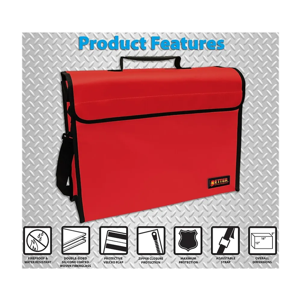 Better Office Fabric Water-Resistant Briefcase, Red (24523)