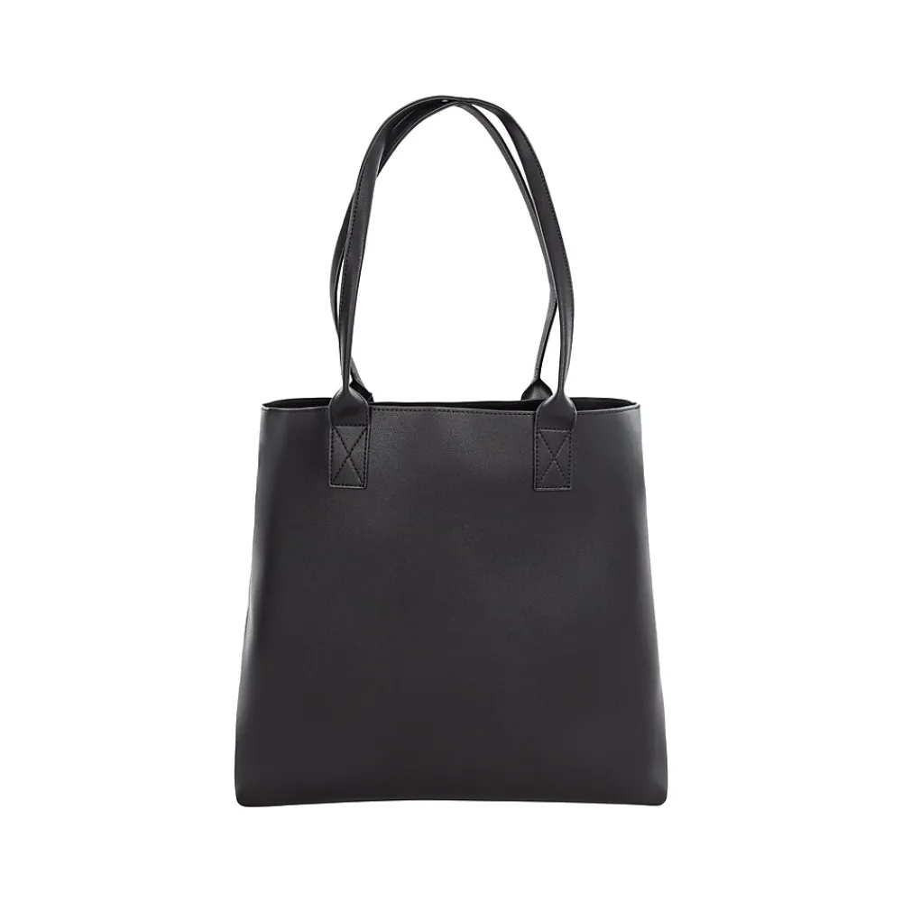 Bond Street Black Vegan Leather Tote Bag, Medium (LBG5054BS-BLACK)