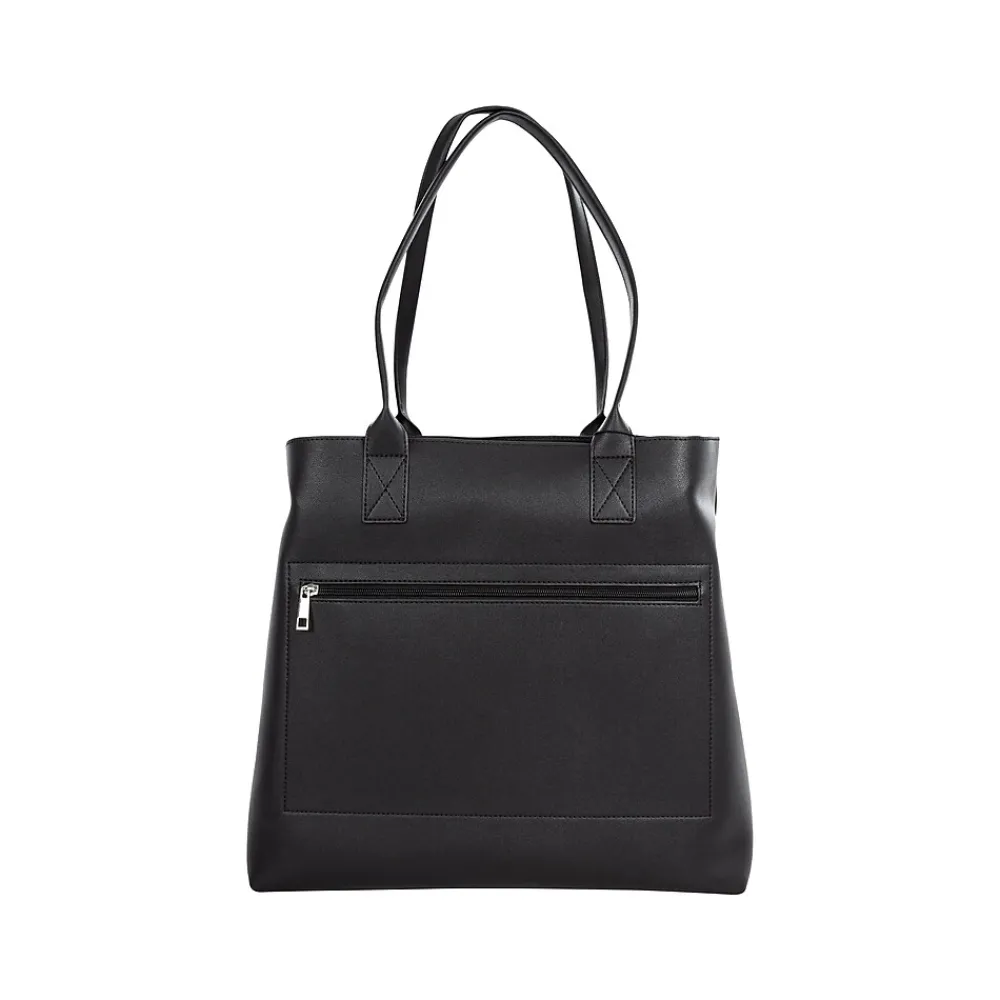 Bond Street Black Vegan Leather Tote Bag, Medium (LBG5054BS-BLACK)