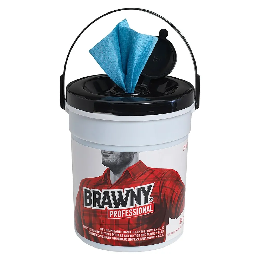 Brawny Industrial Cloth Cleaning Wipers, Blue, 84 Wipers/Box (21501)