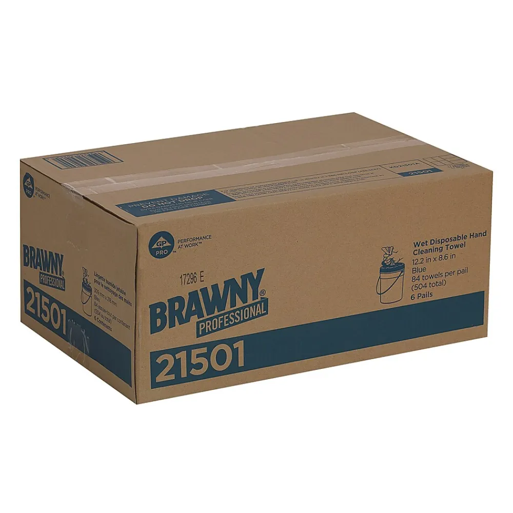 Brawny Industrial Cloth Cleaning Wipers, Blue, 84 Wipers/Box (21501)