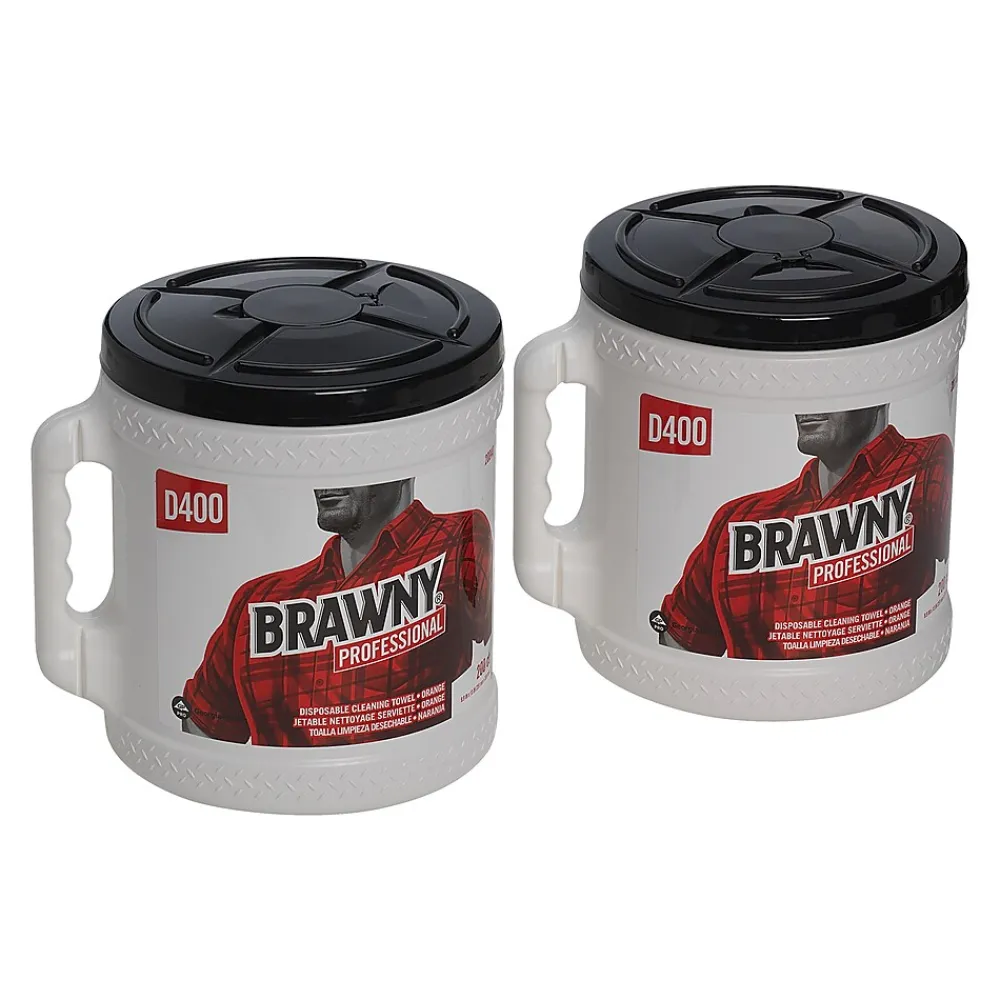 Brawny Professional D400 Durable Fibers Cleaning Wipers, 13" x 9.9", Orange, 200 Sheets/Roll, 200 Wipers/Box (20040)