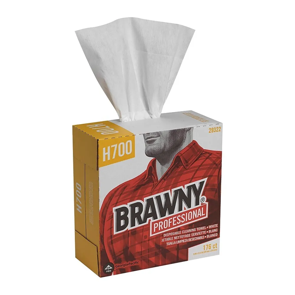 Brawny Professional H700 Fiberboard Cleaning Wipers, 12.5" x 9.1", White, 176 Wipers/Box, 10/Carton (29322)