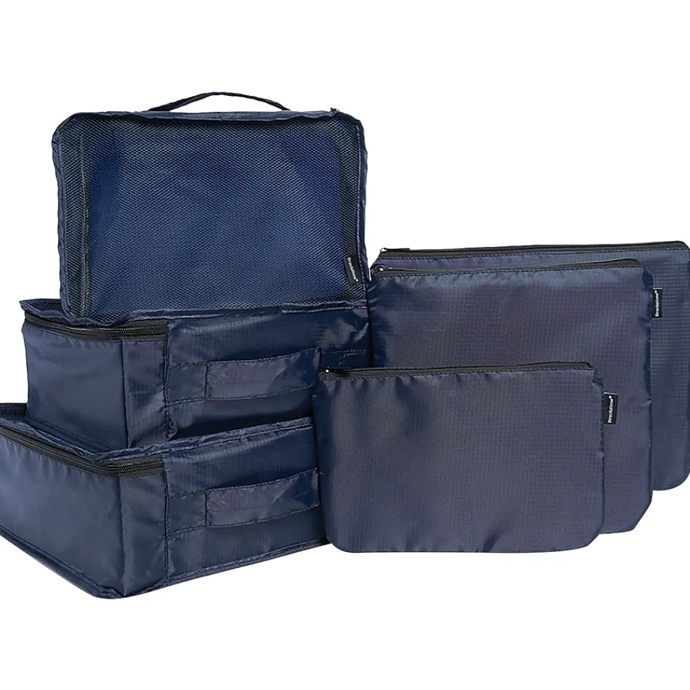 Brookstone 12.2" 6-Piece Polyester Travel Pouch Set, Blue (BNPC0001)