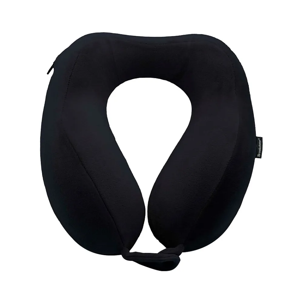 Brookstone Memory Foam Fabric Travel Pillow, Black (BNPM0001)