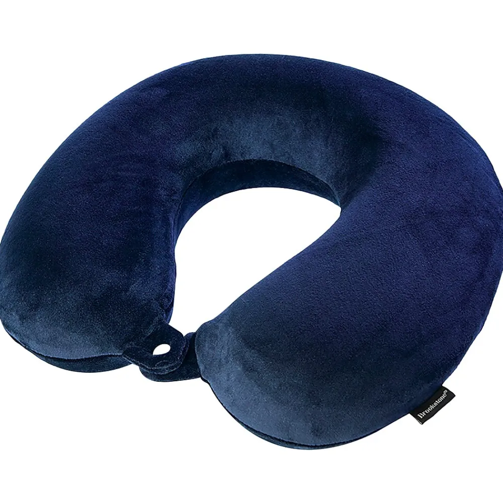 Brookstone Memory Foam Fabric Travel Pillow, Blue (BNPM0004)