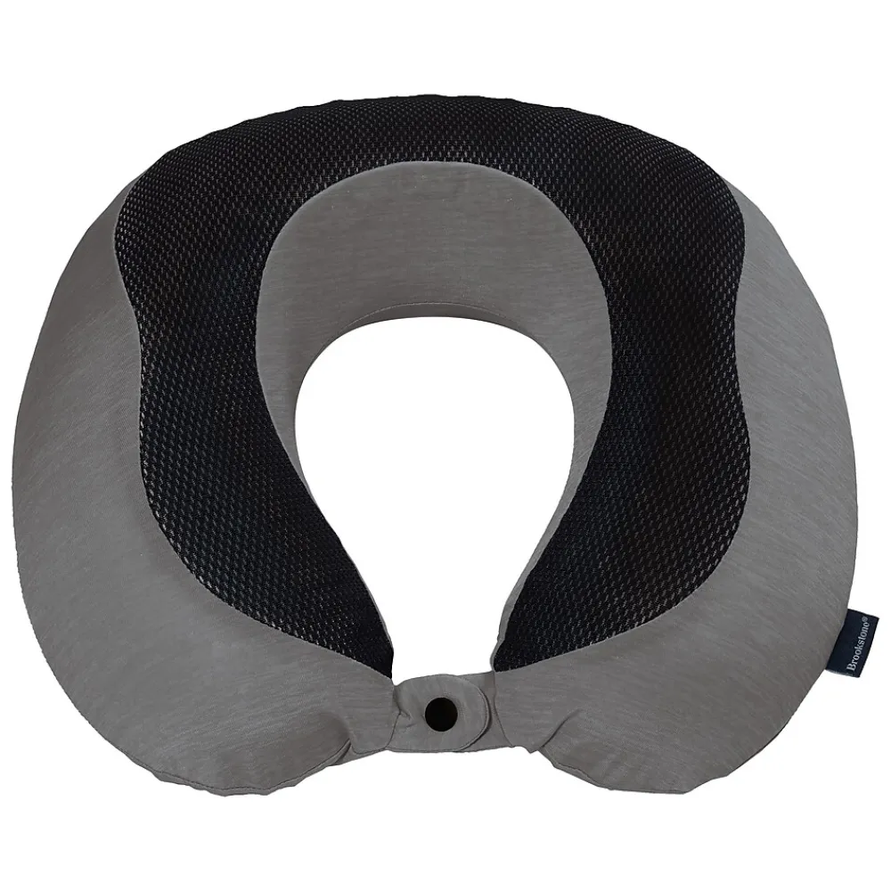 Brookstone Memory Foam Fabric Travel Pillow, Gray/Black (BNPM0007)