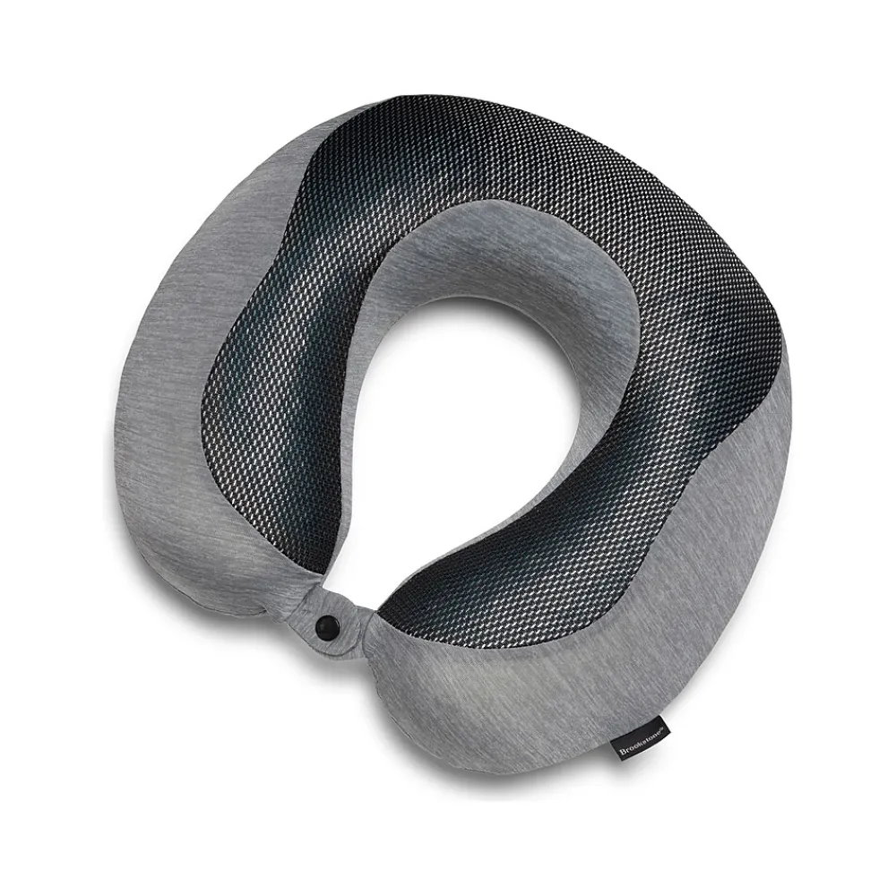 Brookstone Memory Foam Fabric Travel Pillow, Gray/Black (BNPM0007)