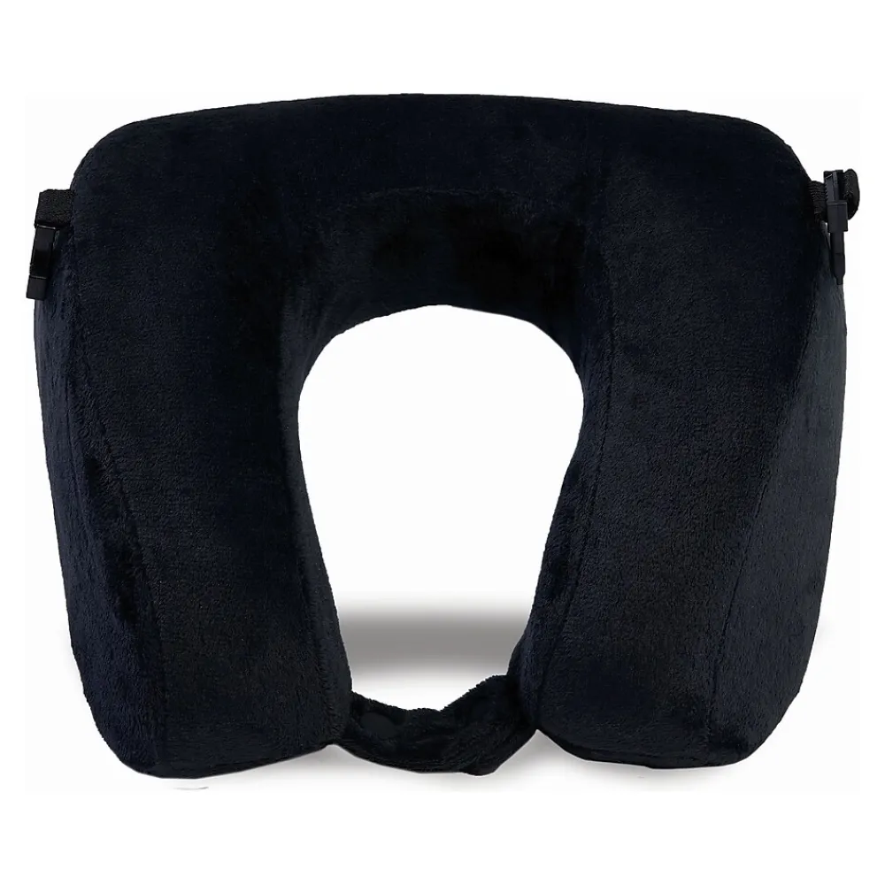 Brookstone Memory Foam Fleece Travel Pillow, Black (BNPM0002)