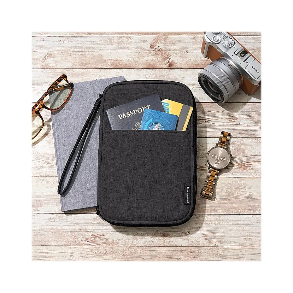 Brookstone RFID Fabric Travel Wallet, Black (BNWM0001)