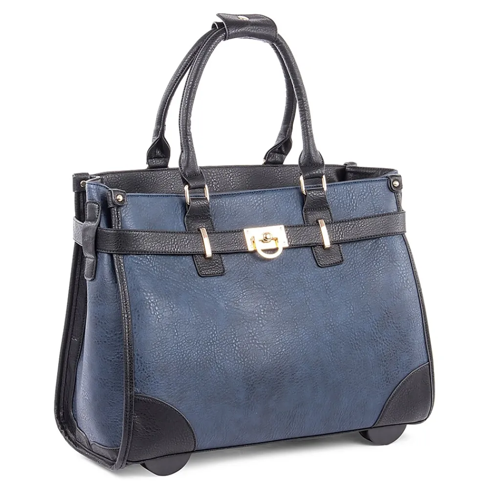 Bugatti Ladies Bag on Wheels, Blue/Black (LBZW1704-BLACK)