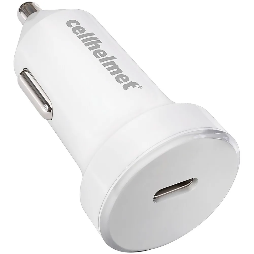 cellhelmet Single-USB-C Power Delivery Car Charger, 25-Watt, White (CAR-PD-25W-W)