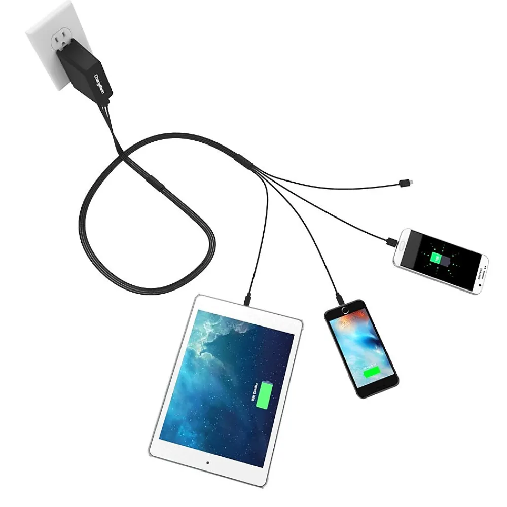 ChargeTech Universal Multi-Charging Cable Squid, (4) Braided Cables, 6' (V4)