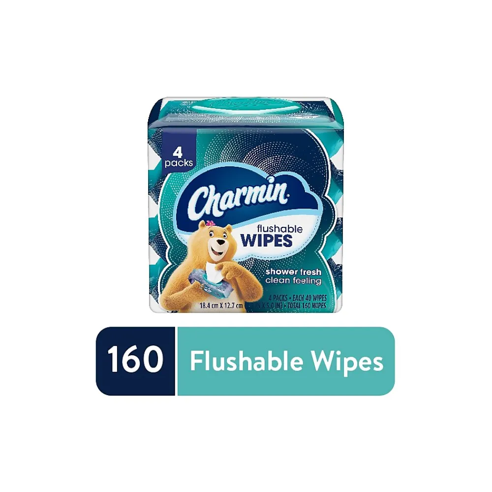 Charmin Flushable Wipes, White, 40 Sheets/Pack, Pack of 4 (79619)