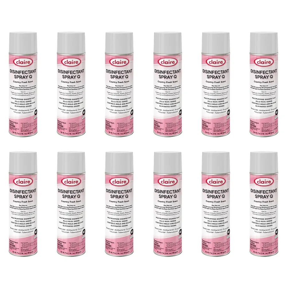 Claire Spray Q Disinfectant Can, Country Fresh, 17 Oz. 12/Carton (CL1001)