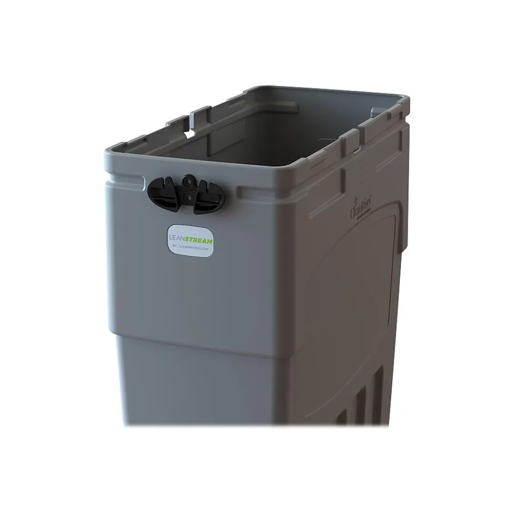 CleanRiver LeanStream Plastic Dual-Stream Recycling Station, 46 Gallon, Gray (LS2B-001)